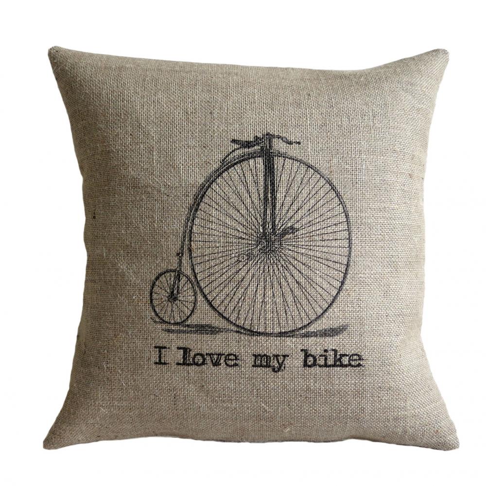 I Love My Bike Vintage Bicycle Pillow Cover